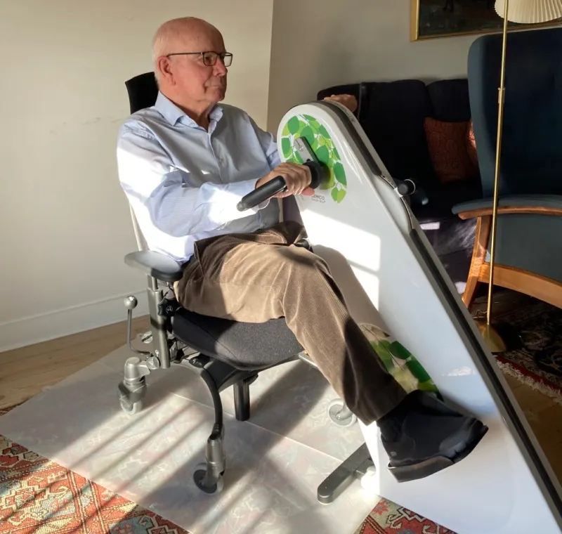 Parkinsons exercising in chair